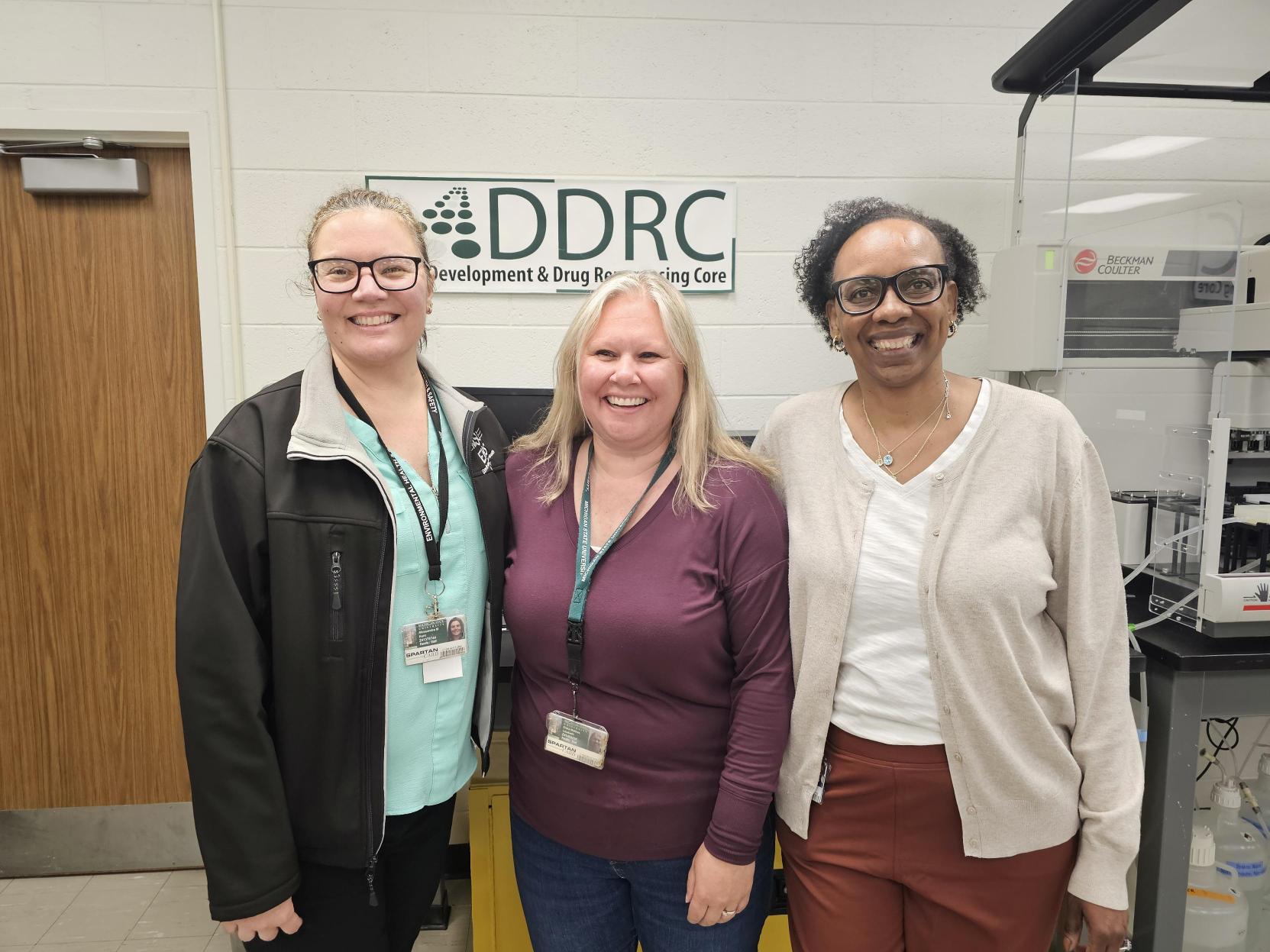 Dr. Erika Lisabeth, center, is joined by EHS' Alessandra Hunt, left and Cristiane Hicks.