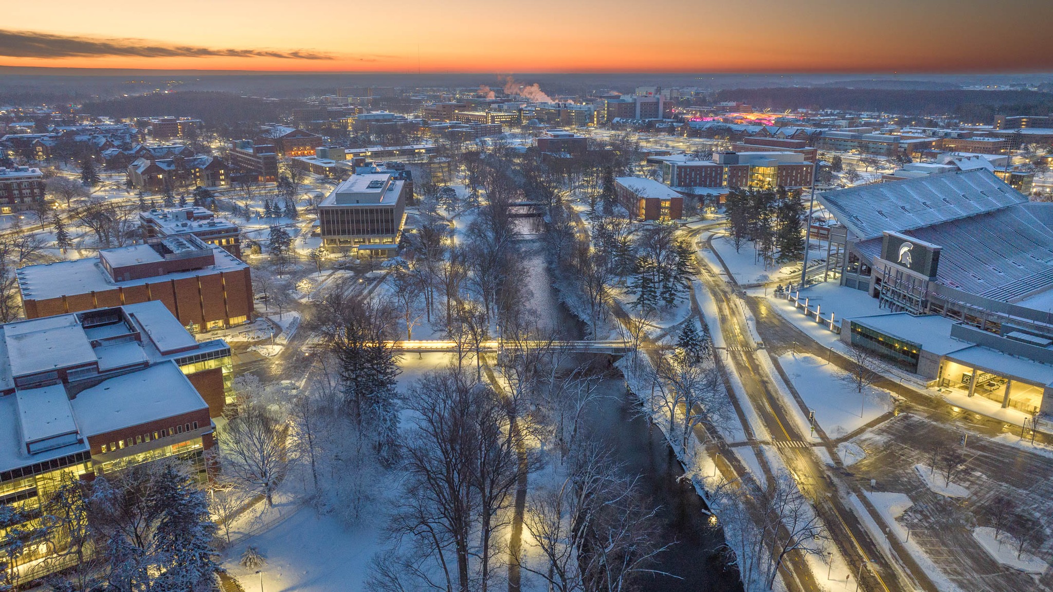 Aerial view of MSU campus