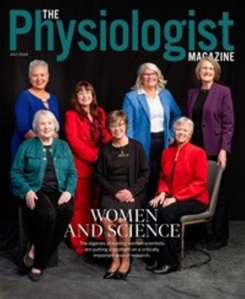 Former APS presidents on the cover of the July issue of The Physiologist Magazine: Back row (left to right): Patricia Molina, Kim Barrett, Jennifer Pollock, Linda Samuelson. Front row (left to right): Dee Silverthorn, Susan Barman, Hannah Carey 